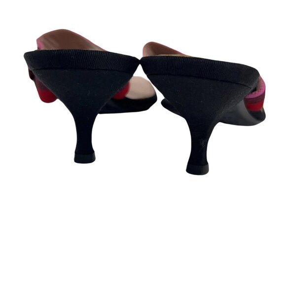 Prada Designer Black Mule Kitten Heel with Pink & Red Ribbon and Bow IT 35.5 - Picture 5 of 8